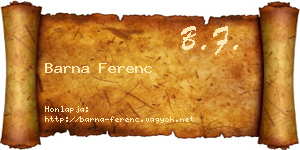 Barna Ferenc névjegykártya