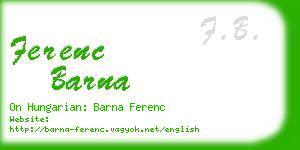 ferenc barna business card